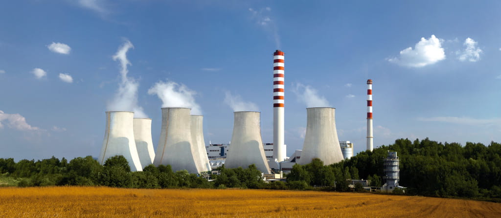 Oddział Elektrownia Łaziska widok od strony północnej w tle chłodnie kominowe i komin 200 m